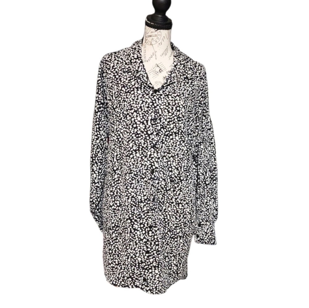 MISSGUIDED Polka Dot Button Down Shirt Dress, Size US 4